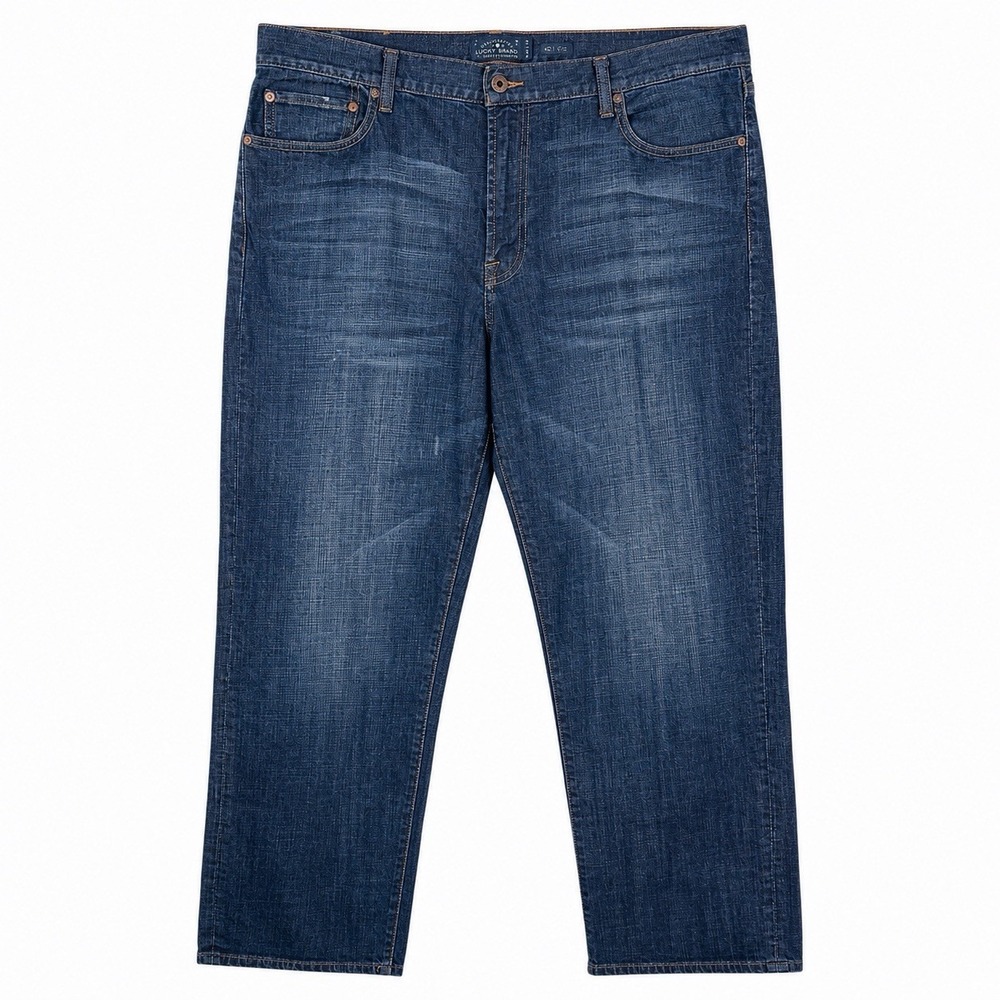 Lucky Brand Mens 42x32 181 Relaxed Straight Jeans Dark Wash Denim Blue